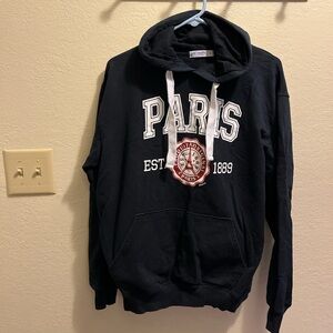 Black Paris Hoodie with White Accents